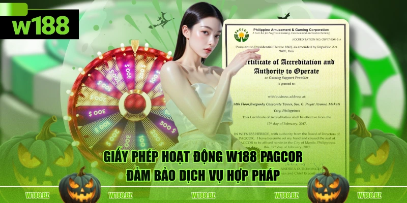 Giấy phép hoạt động W188 PAGCOR đảm bảo dịch vụ hợp pháp